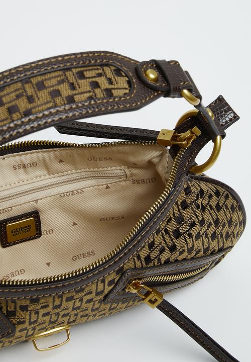 GUESS - Belle vintage tp zip shldr bag - brown logo