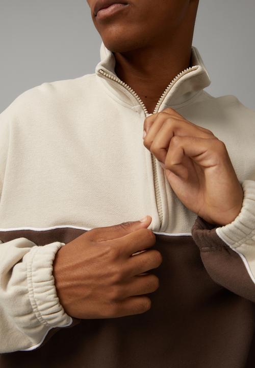 Factorie - Boxy qtr zip crew - cedar beige/uc