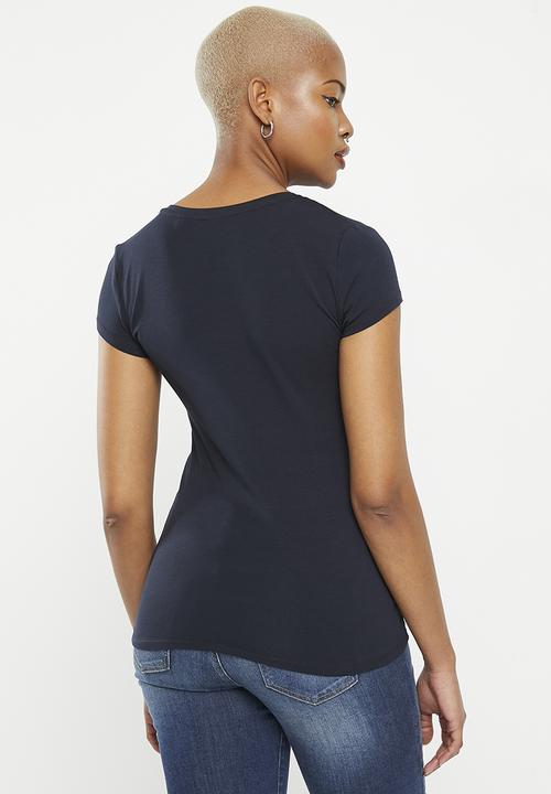 GUESS - Lds short sleeve Triangle Tee - Navy