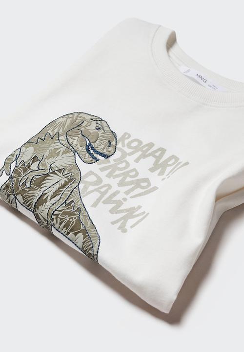 MANGO - T-shirt camo - off white