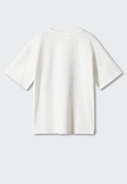 MANGO - T-shirt camo - off white