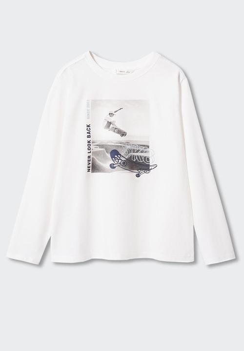 MANGO - T-shirt fototext - off white
