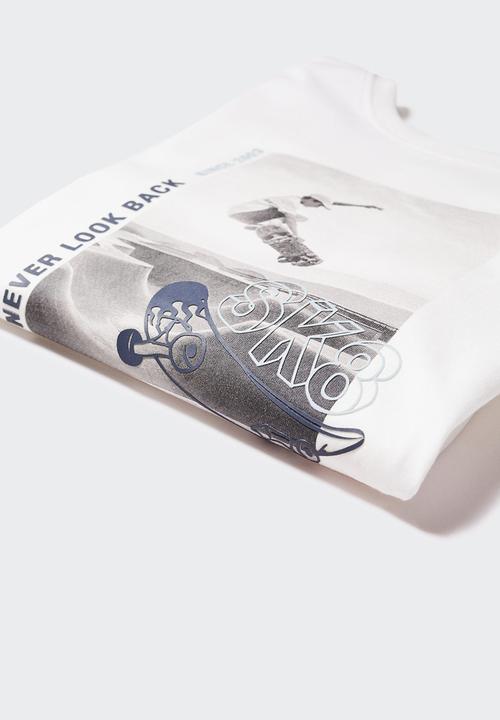 MANGO - T-shirt fototext - off white