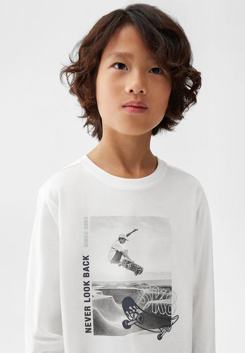 MANGO - T-shirt fototext - off white