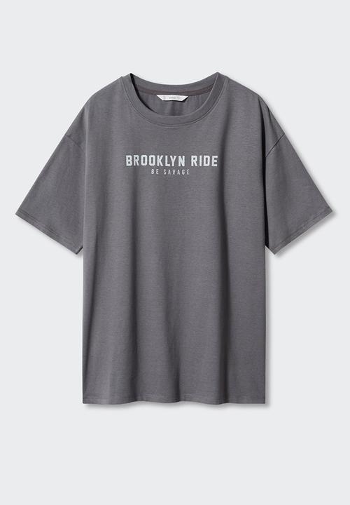 MANGO - T-shirt leo - charcoal