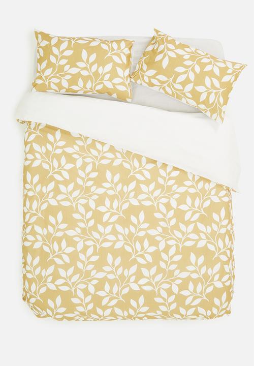 Sunny daze printed polycotton duvet cover set - yellow