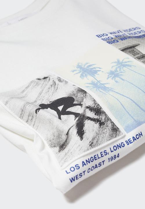 MANGO - T-shirt long - off white