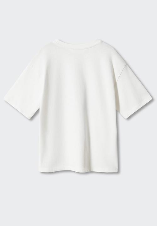 MANGO - T-shirt long - off white