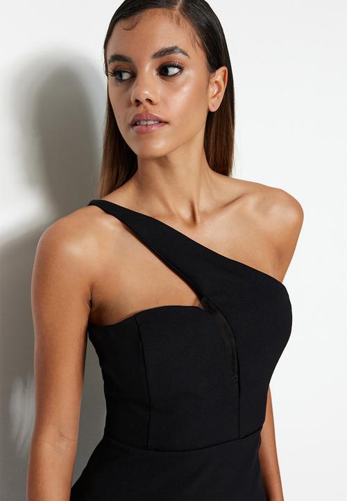 Trendyol - Asymetrical one shoulder maxi dress - black