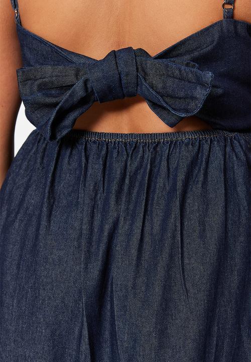 Trendyol - Plus tie back denim dress - dark blue