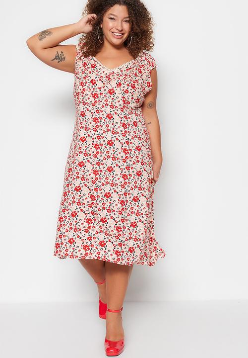 Trendyol - Plus floral cap sleeve dress - multi