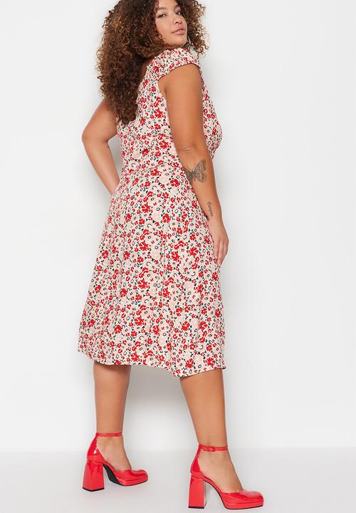 Trendyol - Plus floral cap sleeve dress - multi