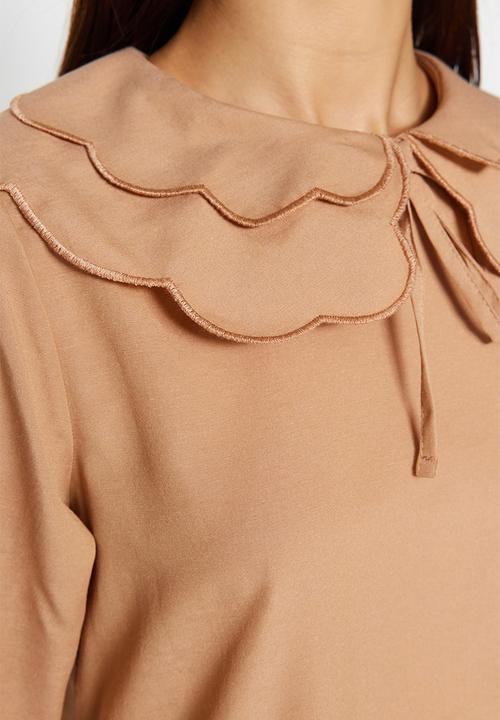Trendyol - Peter pan collar tunic top - stone