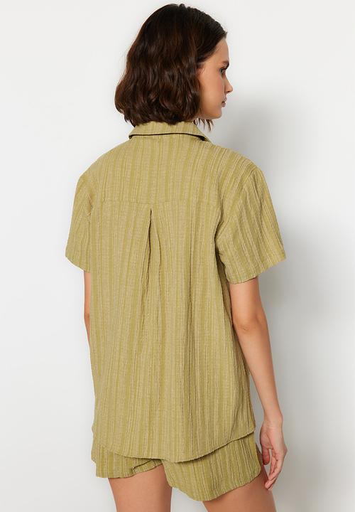 Trendyol - Two piece oversize shirt & short set - green