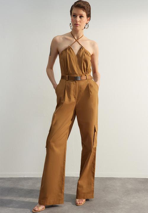 Trendyol - Strappy long jumpsuit - camel