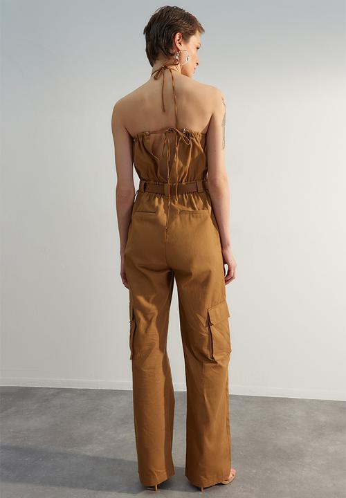 Trendyol - Strappy long jumpsuit - camel