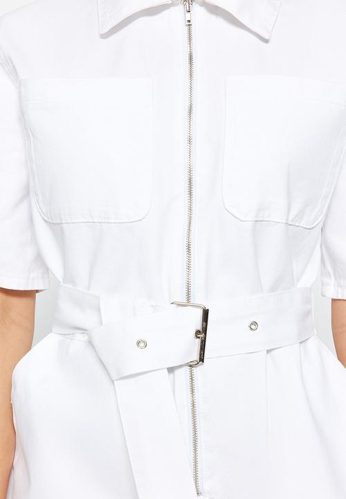 Trendyol - Zip through short jumpsuit - white