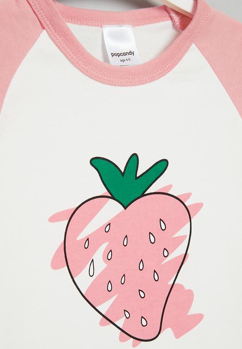 Pop Candy - Girls raglan tee - pink & white