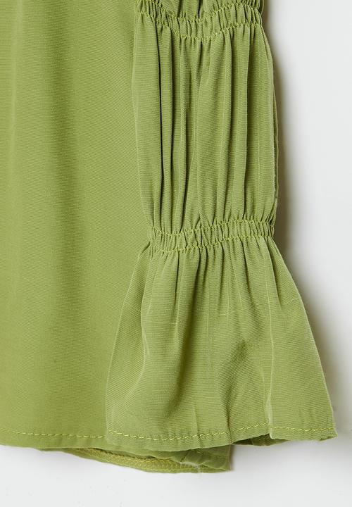 Pop Candy - Girls puff sleeve blouse - green