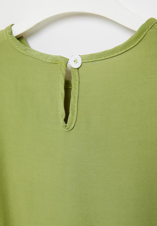 Pop Candy - Girls puff sleeve blouse - green