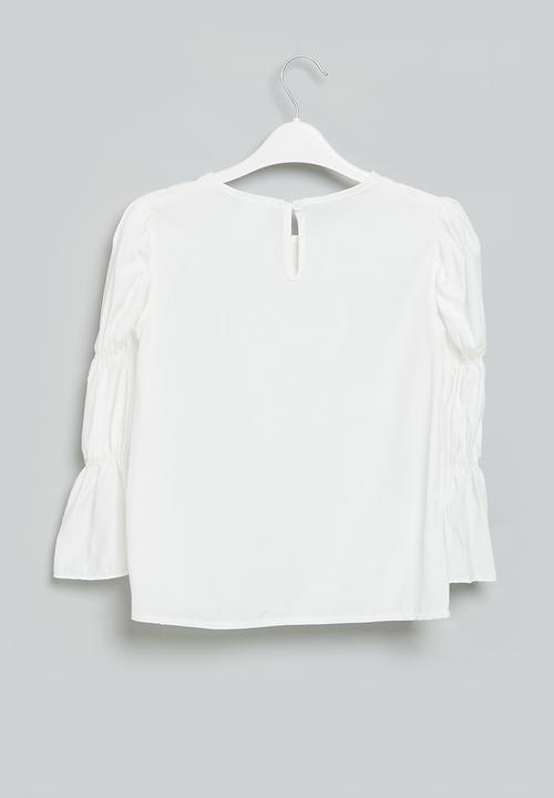 Pop Candy - Girls puff sleeve blouse - white