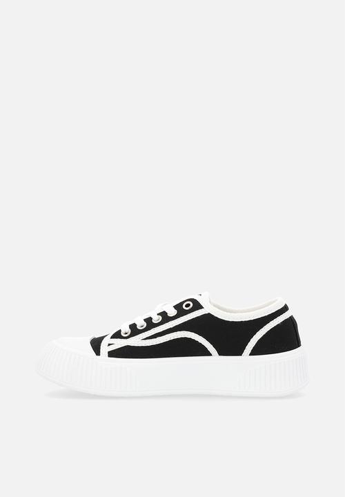 Pop Candy - Chunky sole lace up sneakers - black and white
