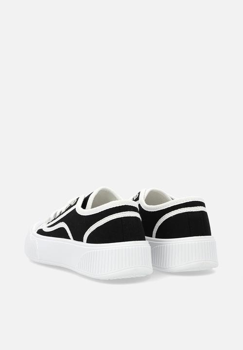 Pop Candy - Chunky sole lace up sneakers - black and white
