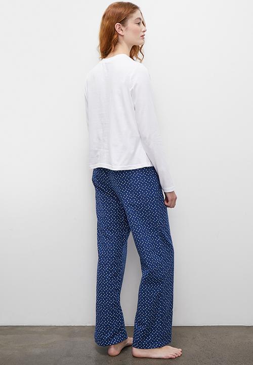 Superbalist - Ls top & flannel pants set -  msr navy spot
