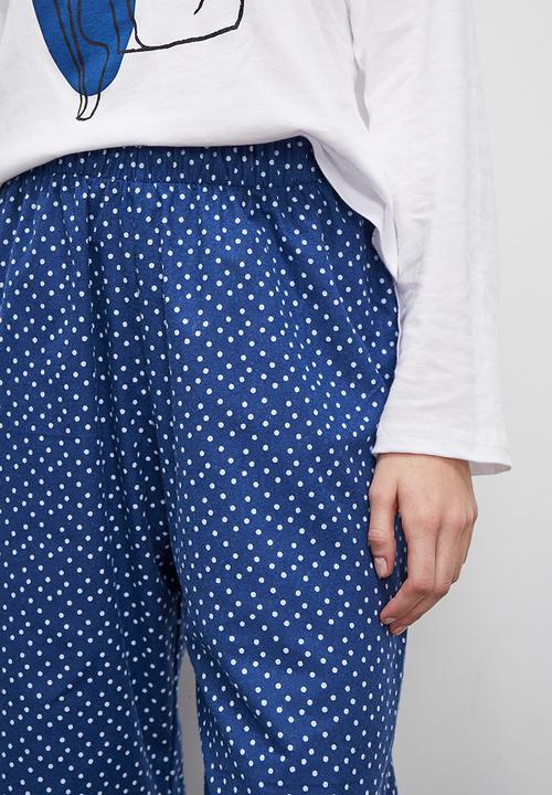 Superbalist - Ls top & flannel pants set -  msr navy spot