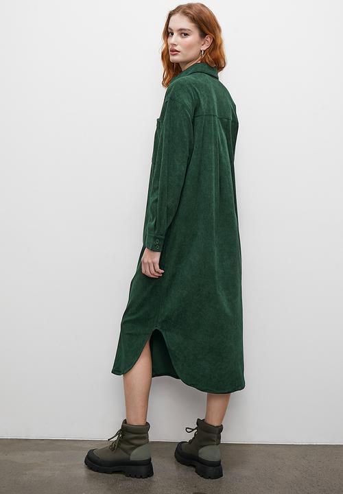 Superbalist - Corduroy shirt dress - forest green