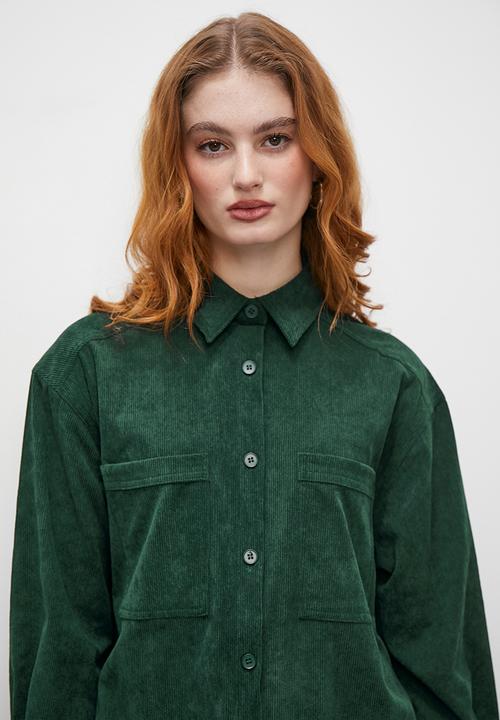 Superbalist - Corduroy shirt dress - forest green