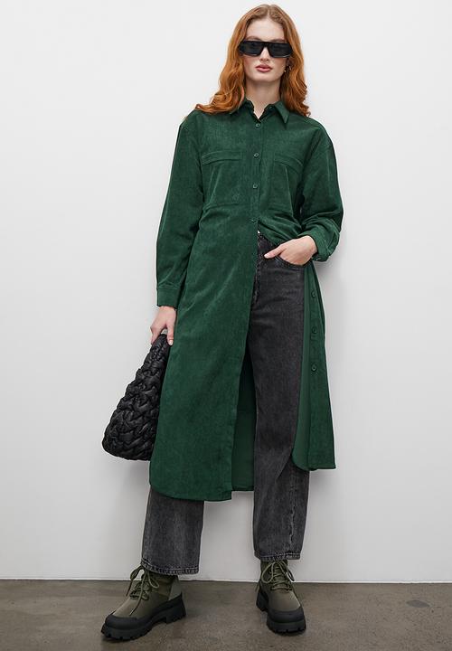 Superbalist - Corduroy shirt dress - forest green