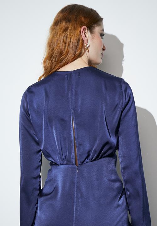Superbalist - Twist front satin midi dress - navy