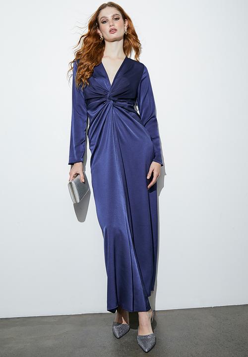 Superbalist - Twist front satin midi dress - navy