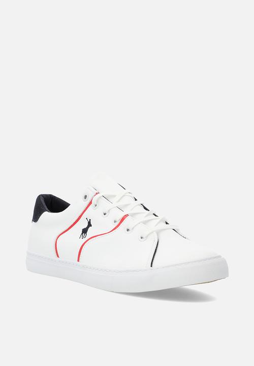 POLO - Side flash piping pu sneaker - navy & red