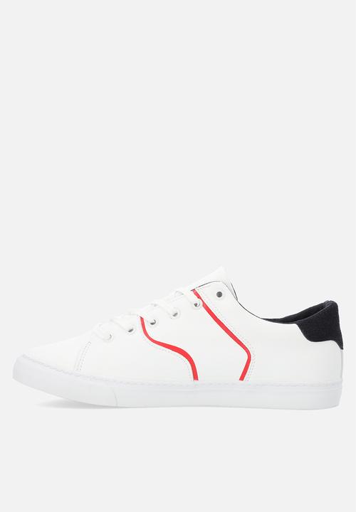 POLO - Side flash piping pu sneaker - navy & red