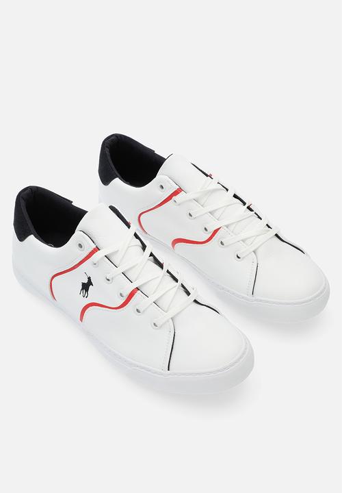 POLO - Side flash piping pu sneaker - navy & red