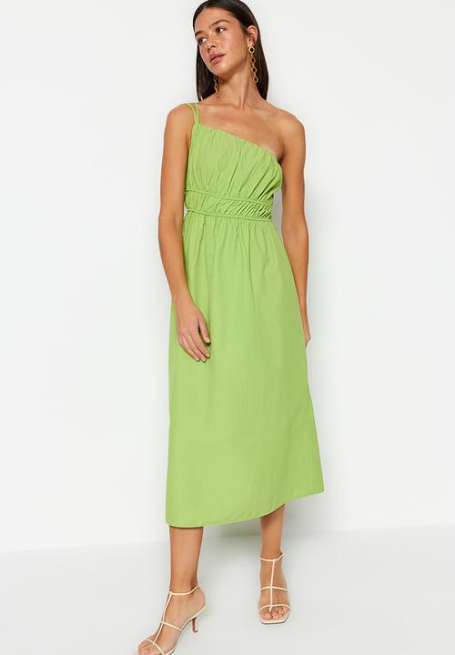 Trendyol - Assym midi dress - green