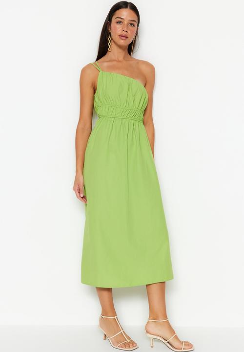 Trendyol - Assym midi dress - green