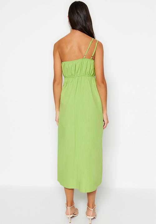 Trendyol - Assym midi dress - green
