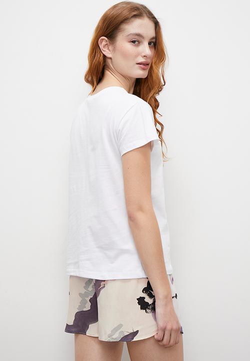 Superbalist - Ss placement print tee & aop woven short - white arsty white