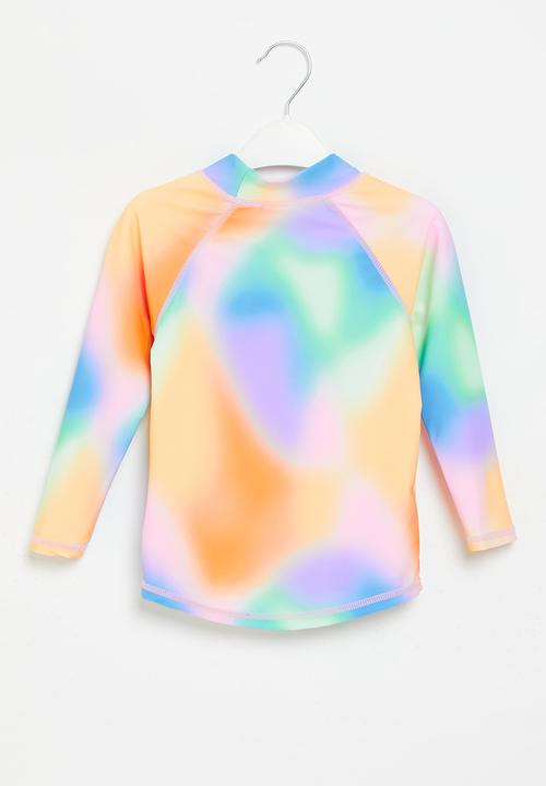 Cotton On - Flynn long sleeve raglan rash vest- rainbow / digi dye