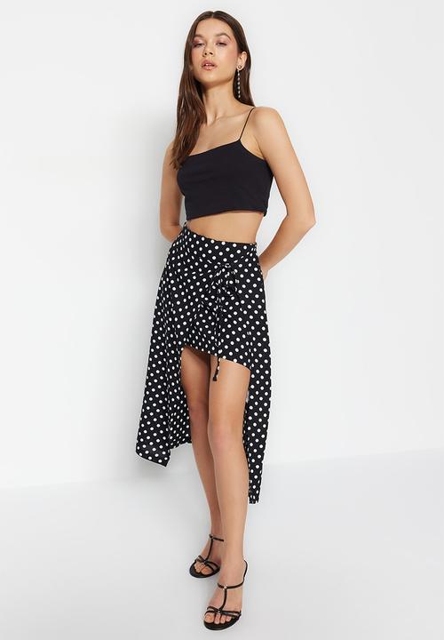 Trendyol - Polka dot midi skirt - black