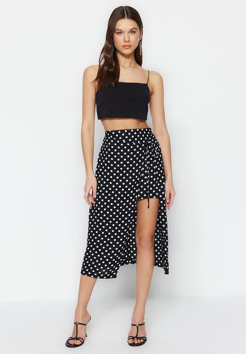 Trendyol - Polka dot midi skirt - black