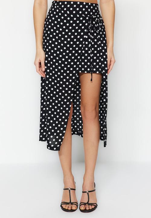 Trendyol - Polka dot midi skirt - black