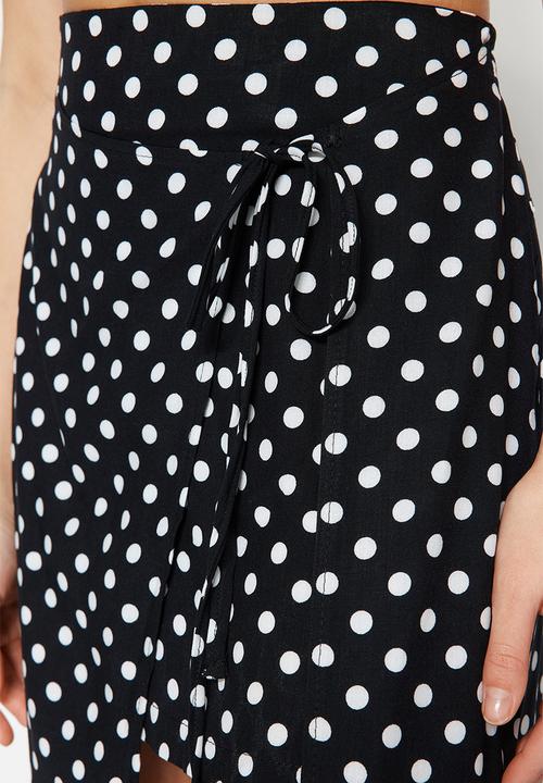 Trendyol - Polka dot midi skirt - black