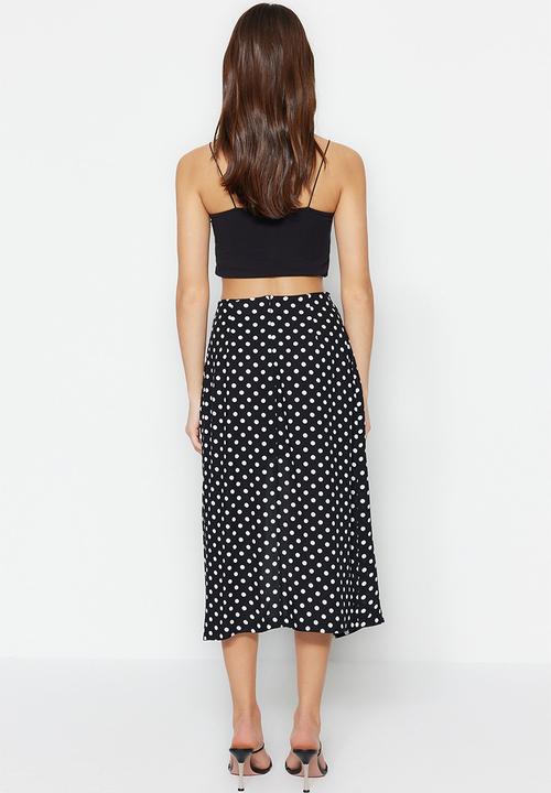 Trendyol - Polka dot midi skirt - black
