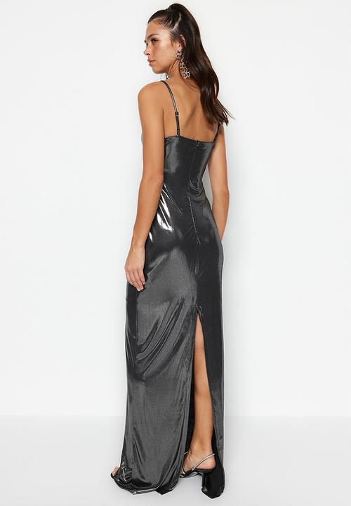 Trendyol - Liquid cowl neck maxi dress - silver