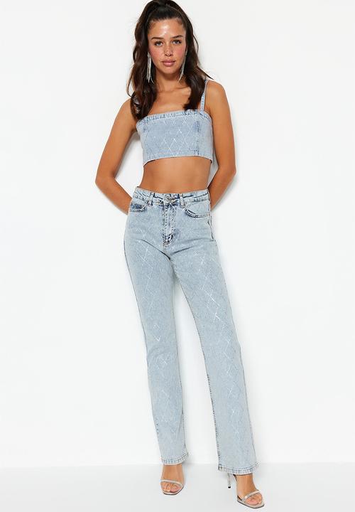 Trendyol - High rise bootcut jeans - blue