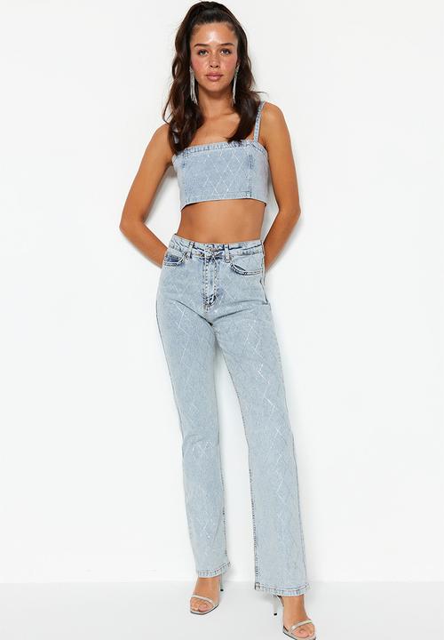 Trendyol - High rise bootcut jeans - blue